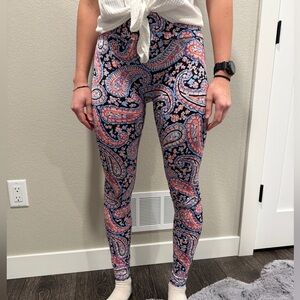 K-DEER Navy Pink Paisley Leggings